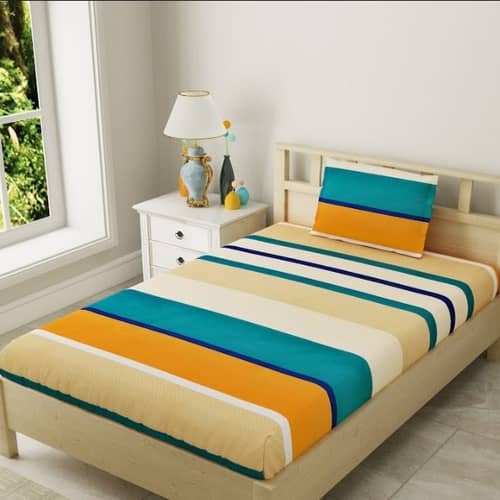 Single Fitted Bed sheet(Multi Colour)