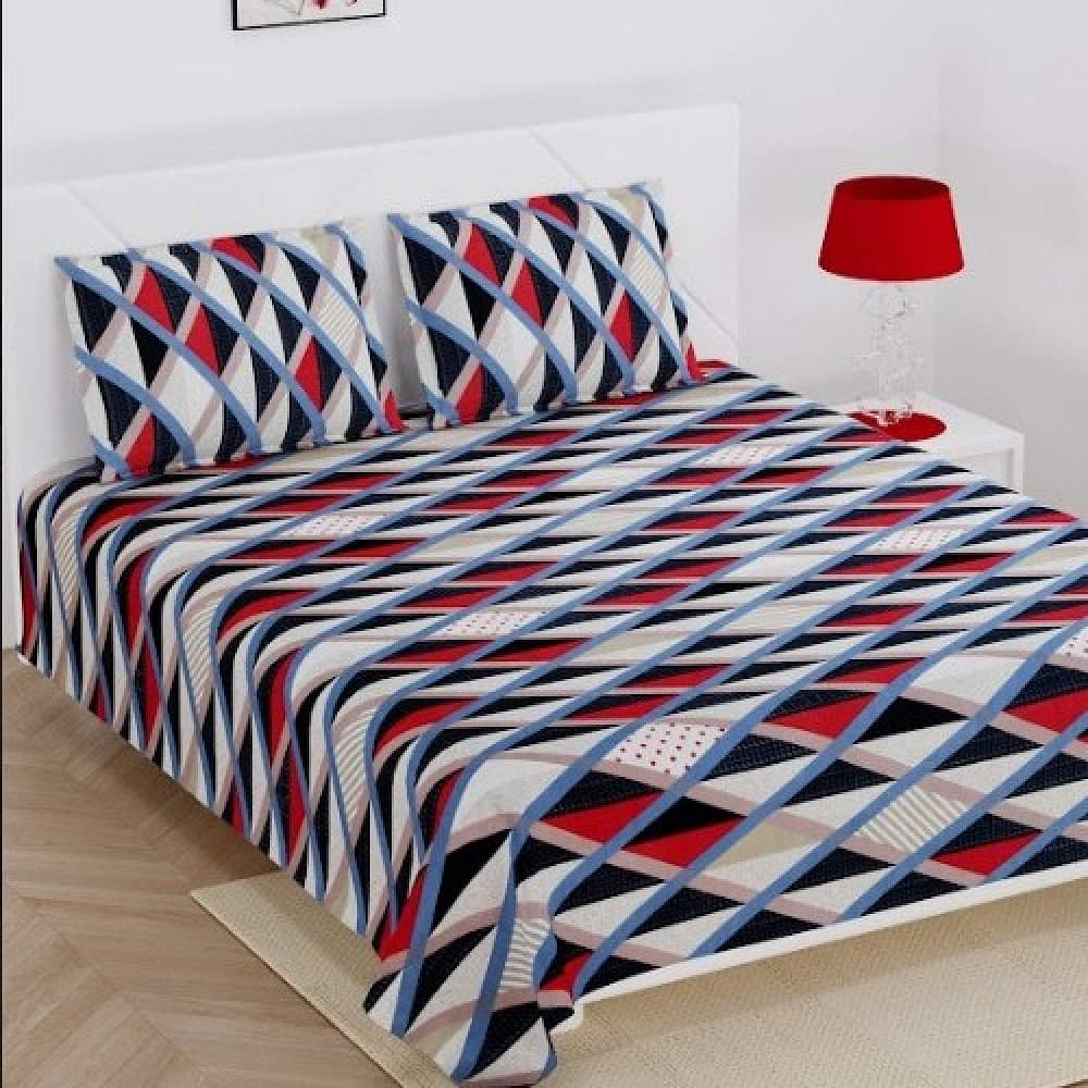 Double Bedsheet in Check Design(Multi Colour) - photo