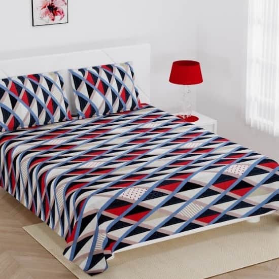 Double Bedsheet in Check Design(Multi Colour) - front_view