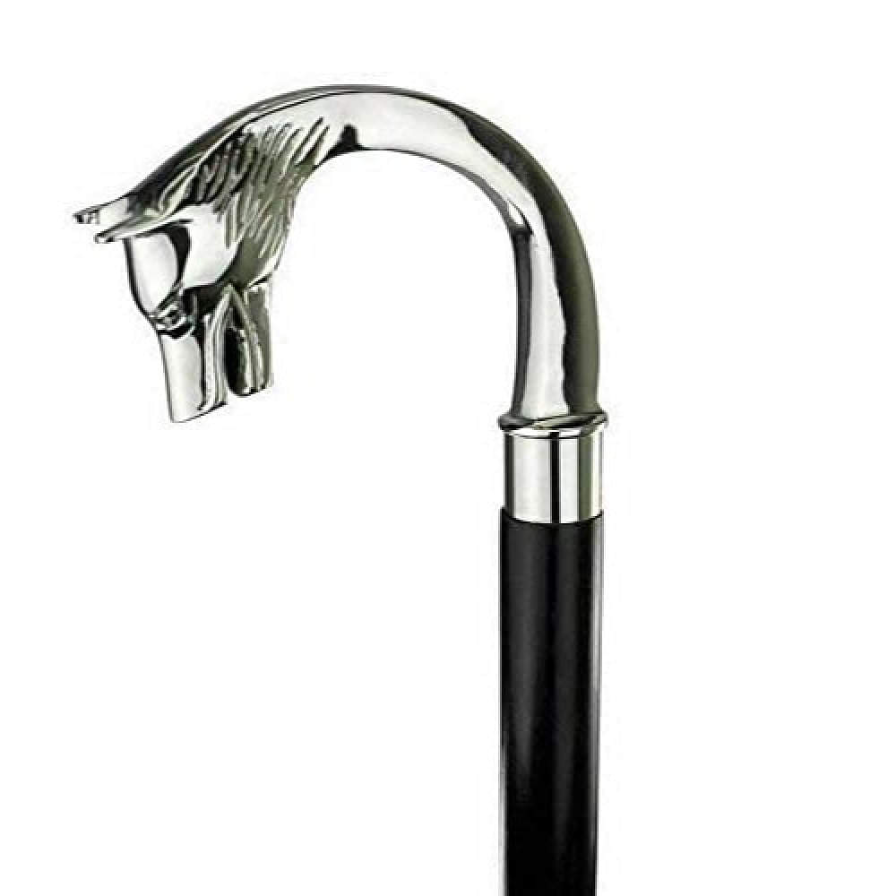 Wolf Head Brass Handle Walking Stick - photo