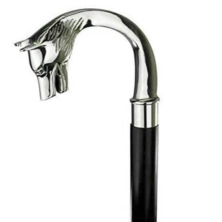 Wolf Head Brass Handle Walking Stick