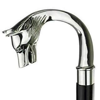 Wolf Head Brass Handle Walking Stick - top_view
