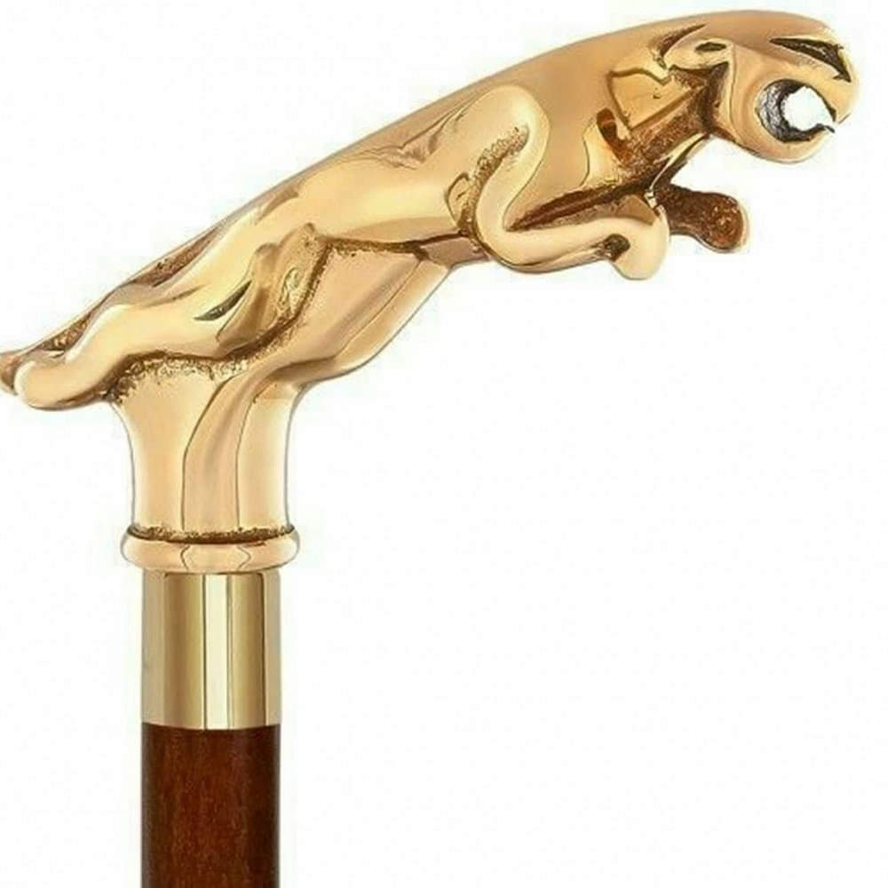 Jaguar Handle Wood Walking Stick - photo