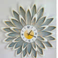 Long Dual Leaves Metal Clock - photo