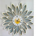Long Dual Leaves Metal Clock - front_view