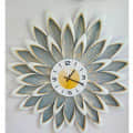 Long Dual Leaves Metal Clock - top_view