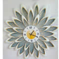 Long Dual Leaves Metal Clock - rear_view