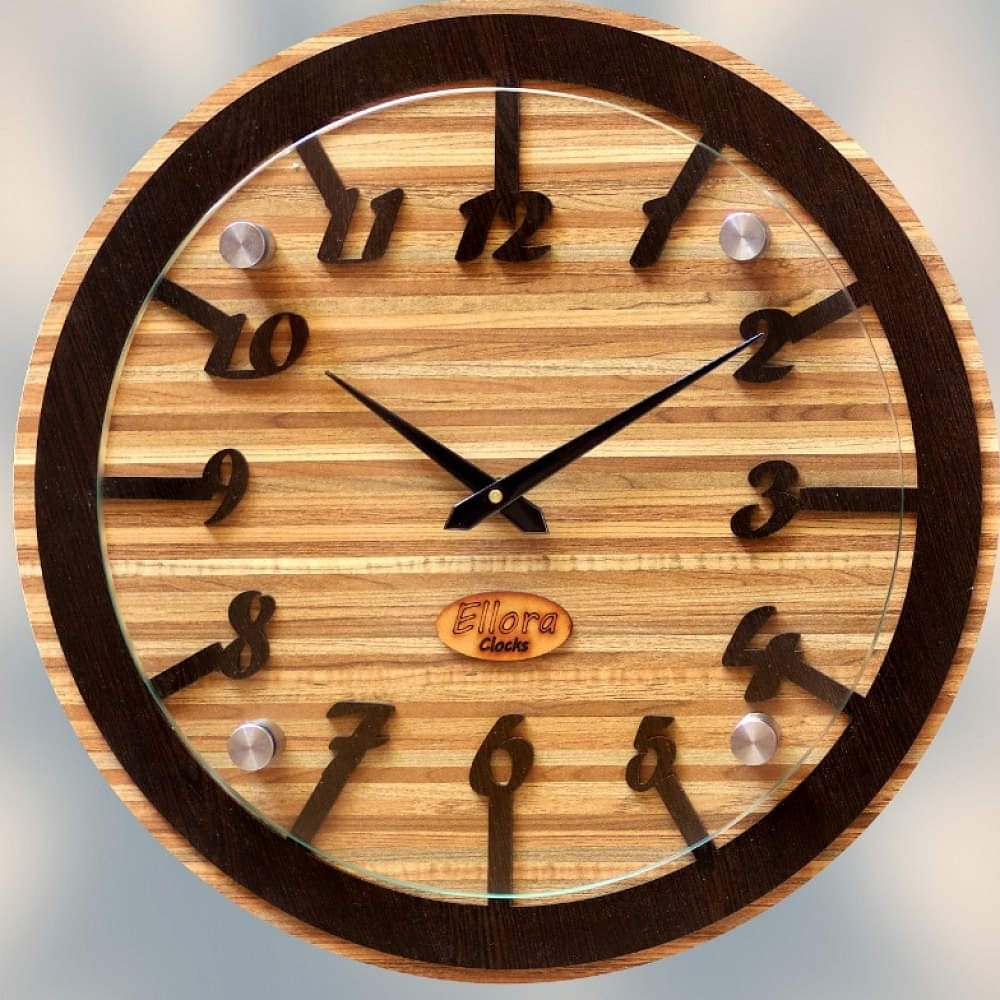 Wooden Clock With Ring Attached To Numbers - photo
