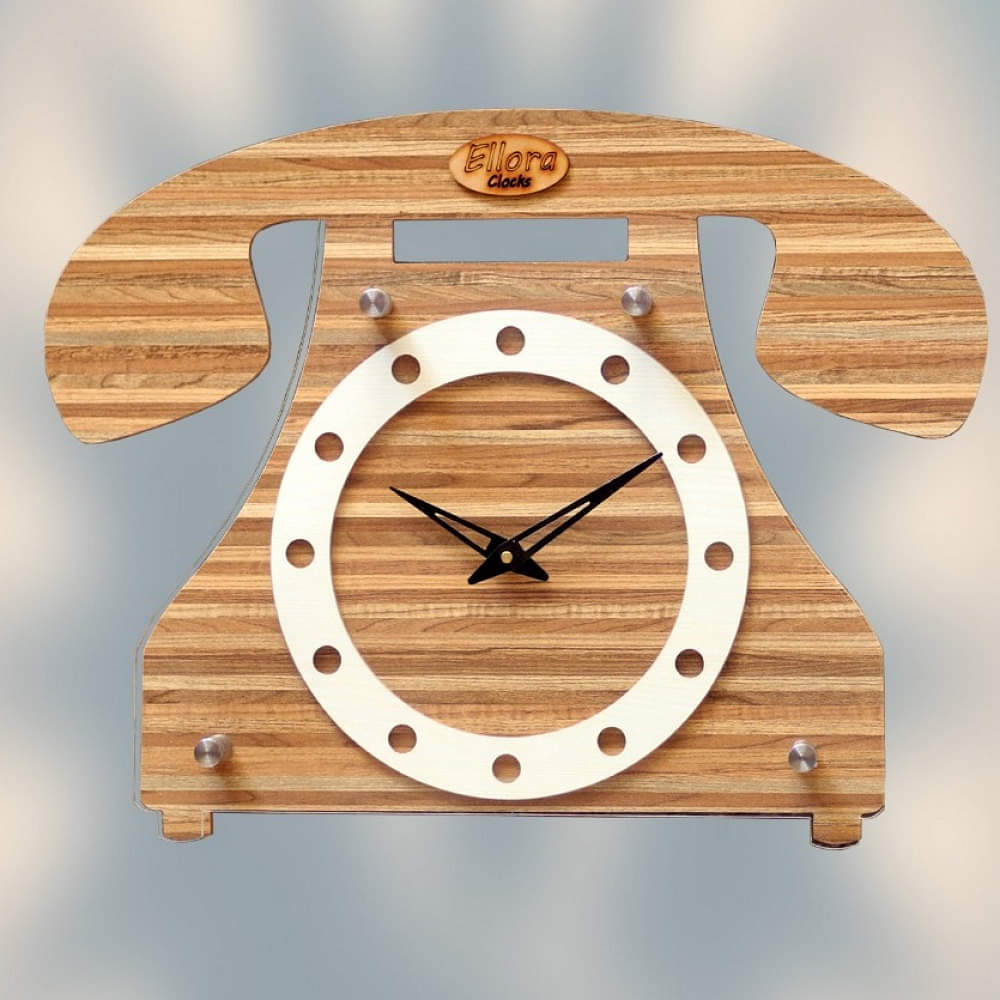 Telephone Shaped Clock With Glass - photo