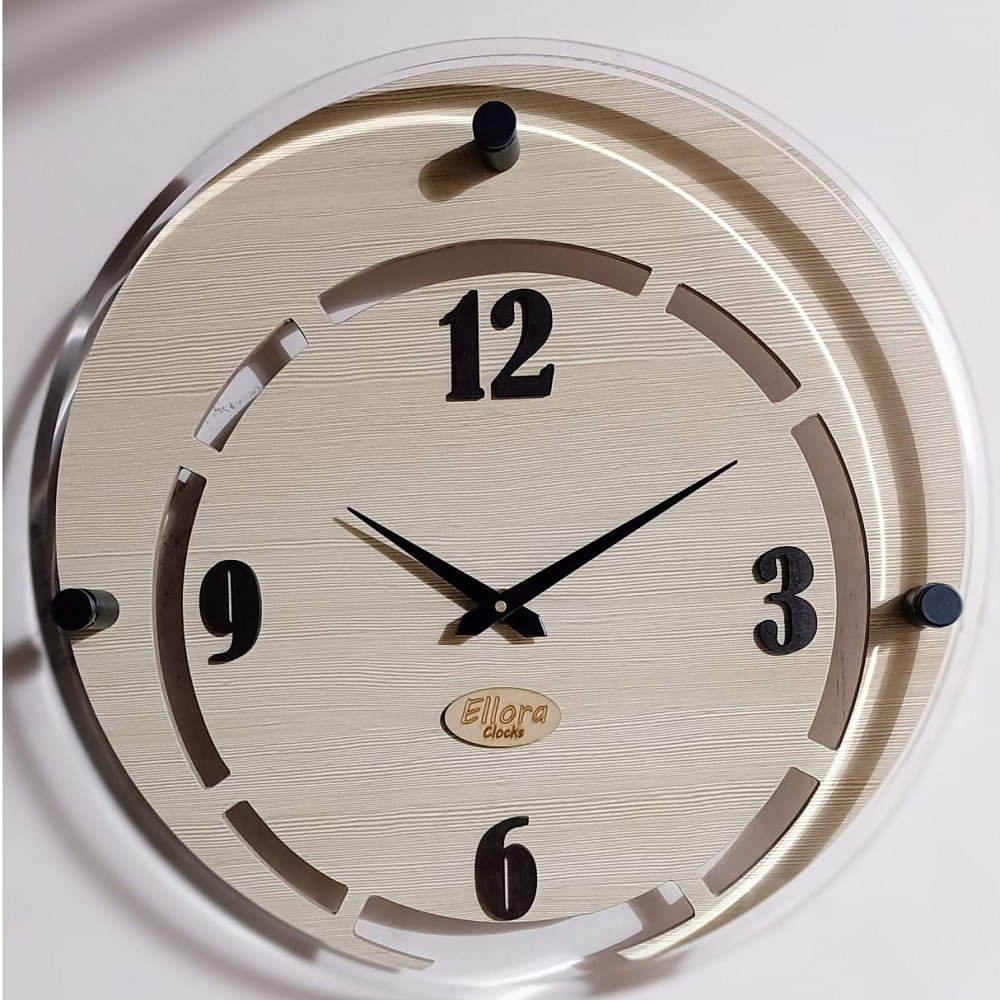 Wooden Inner Circle Glass Clock - photo