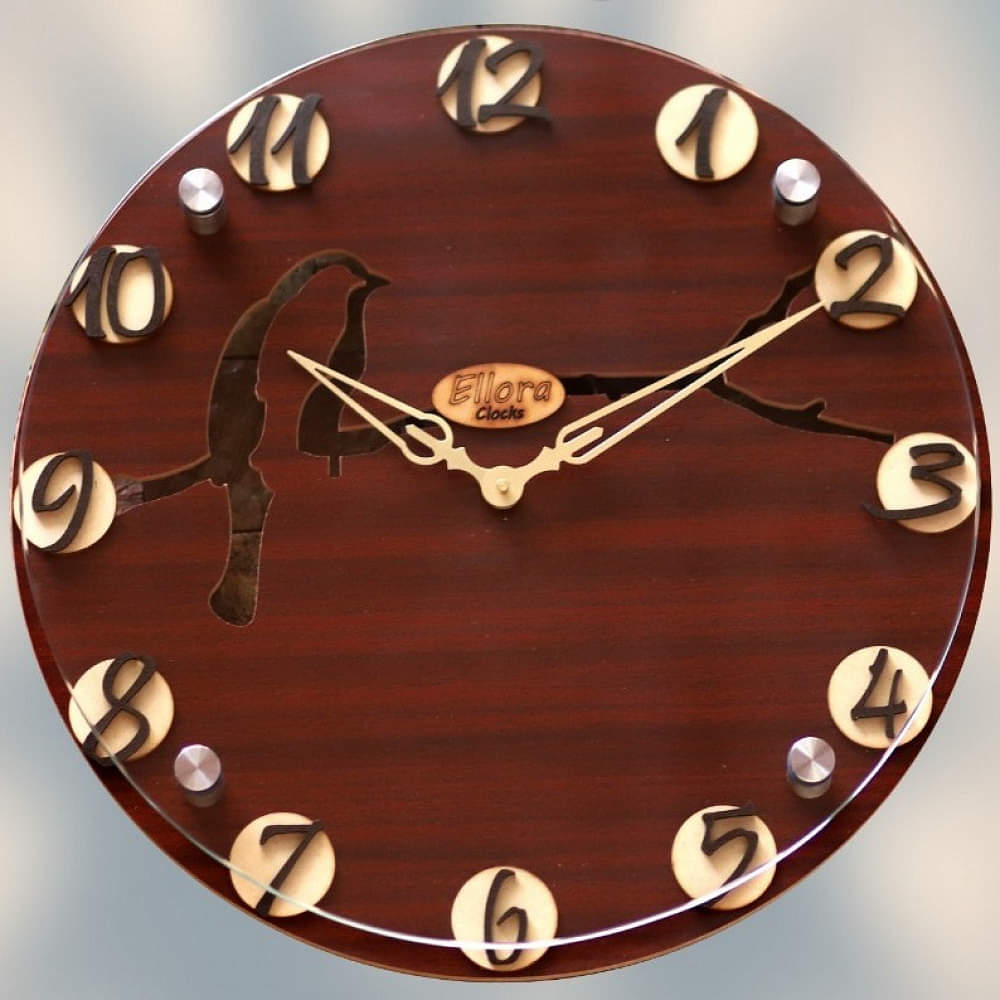 Wooden Birds on Stem Cut Clock - photo