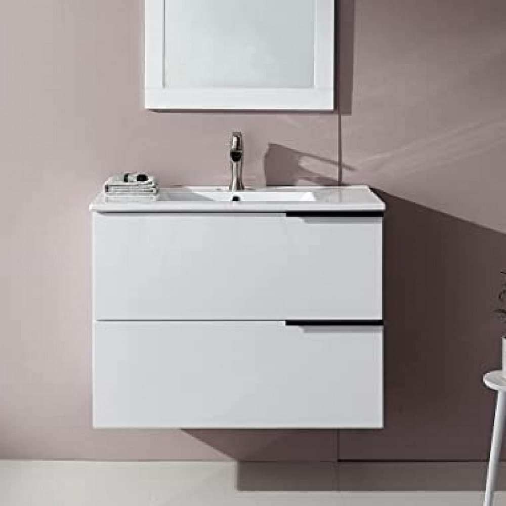 Modern 36" White Wall-Mounted Bathroom Vanity - photo
