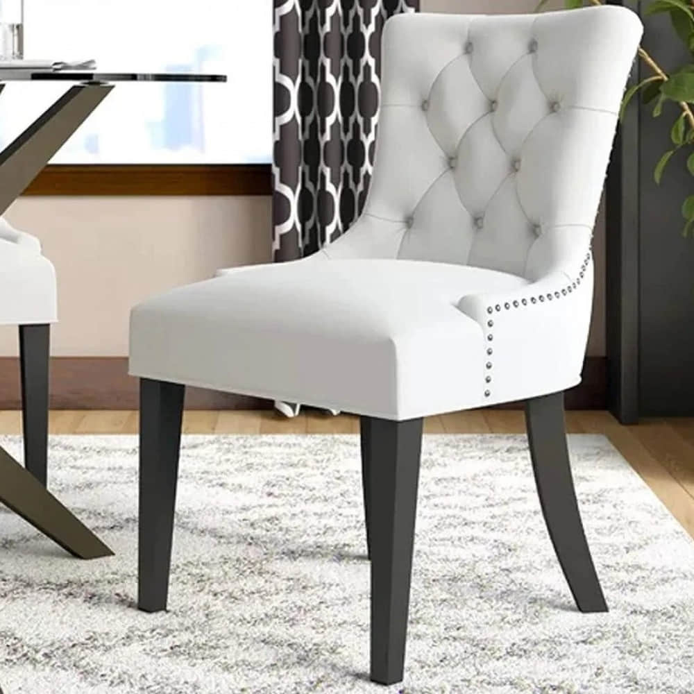 Modern Dining Chair With Button Nailed Trim - photo