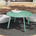 Modern Round Wooden Small Coffee Table (Mint Green) - front_view