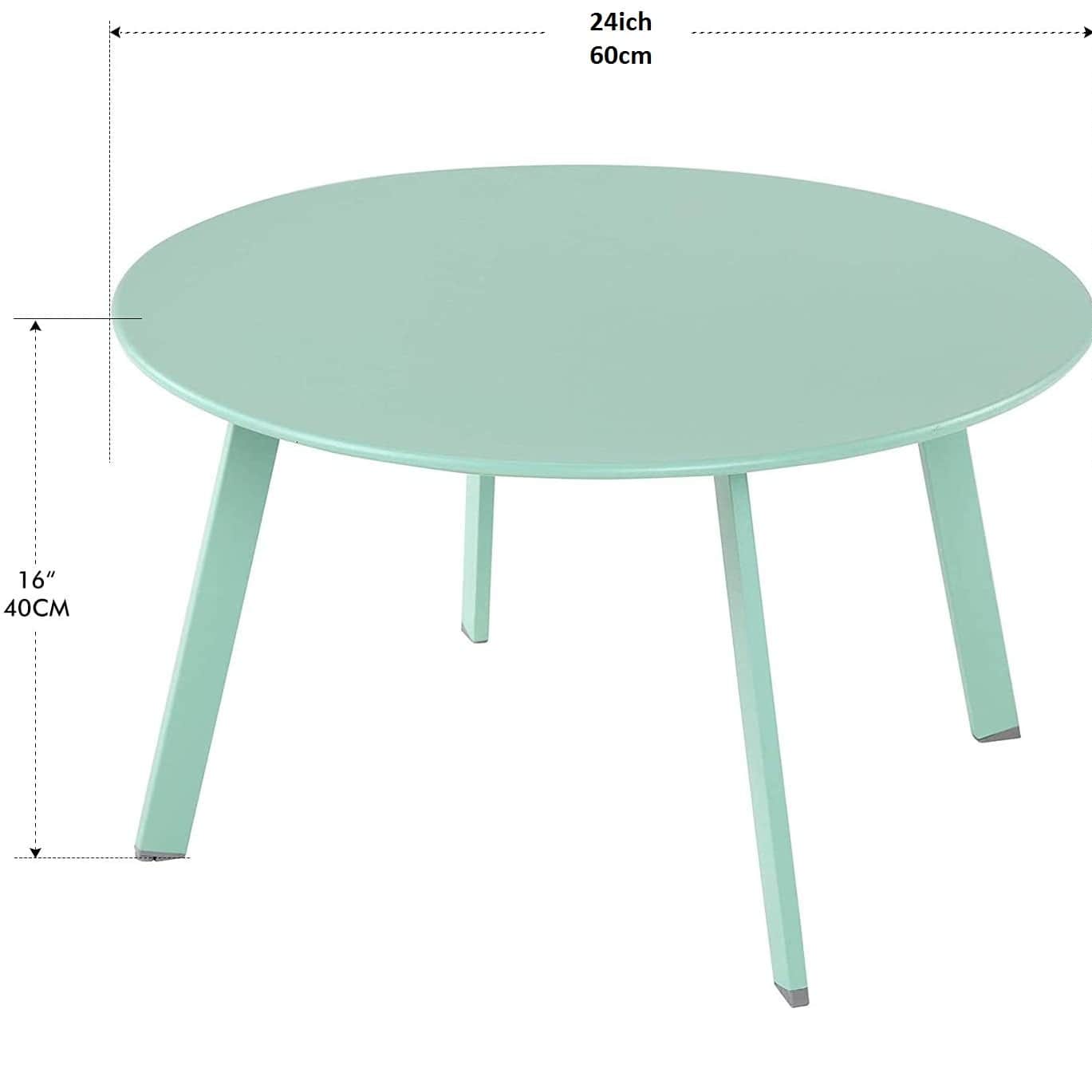 Modern Round Wooden Small Coffee Table (Mint Green) - bottom_view