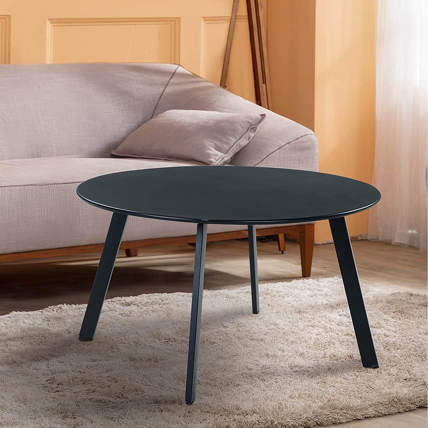 Yoho Modern Round Coffee Table (Black) - front_view
