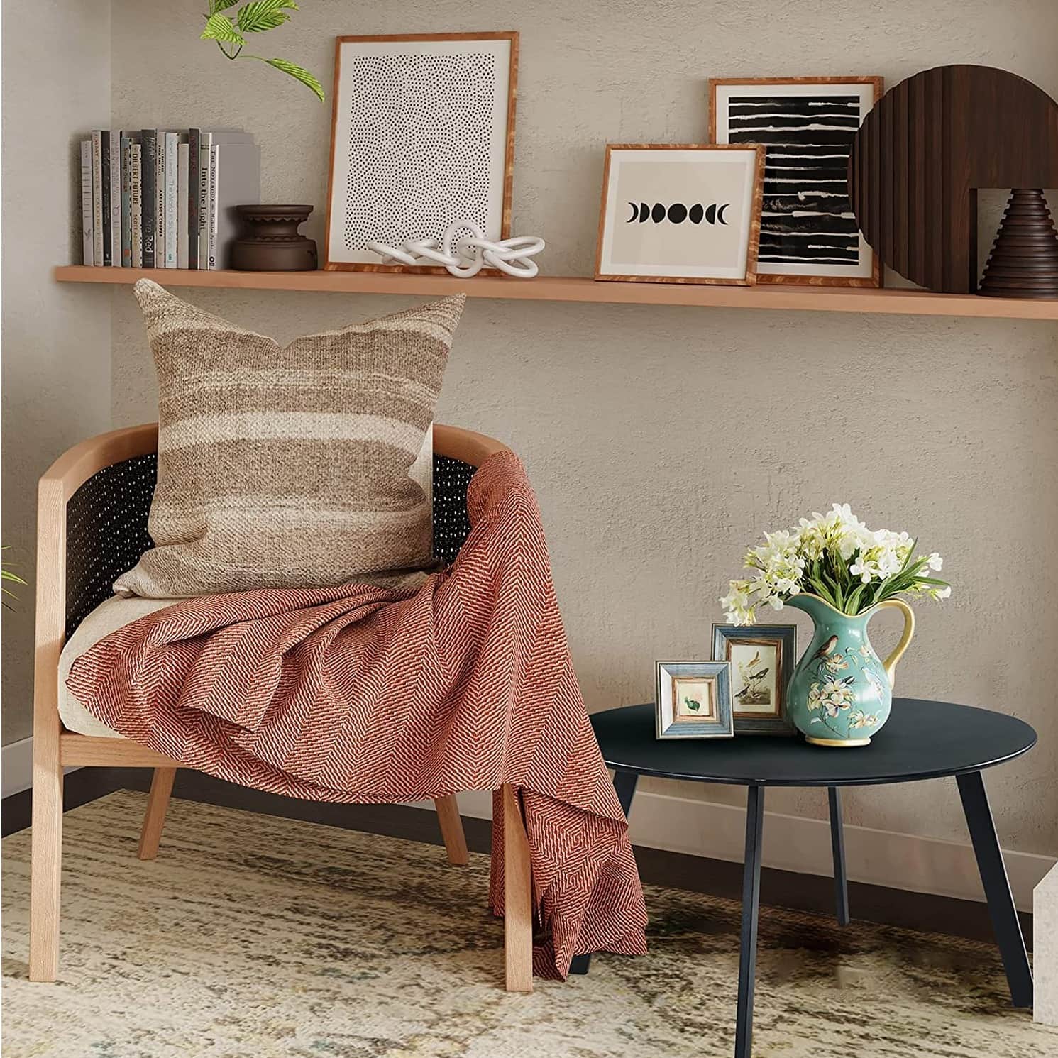 Yoho Modern Round Coffee Table (Black) - rear_view