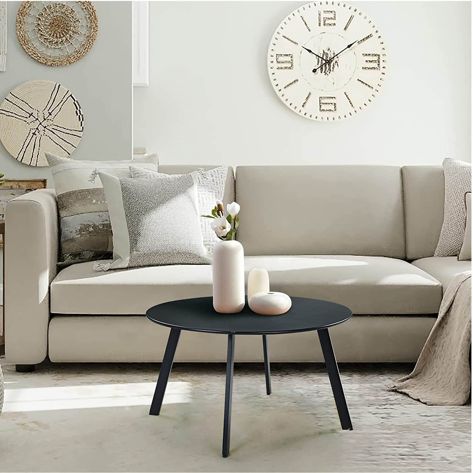 Yoho Modern Round Coffee Table (Black) - right_view
