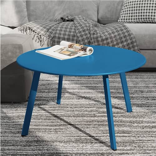 Modern Wood Round Coffee Table (Blue)
