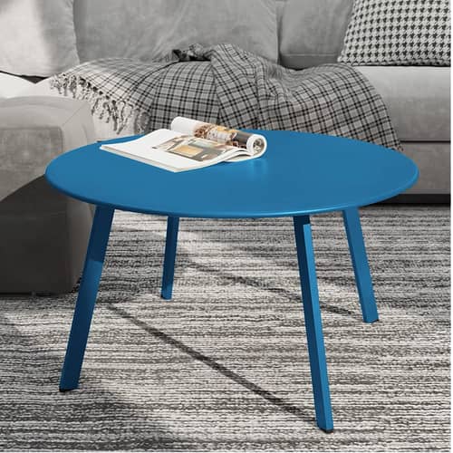 Modern Wood Round Coffee Table (Blue)