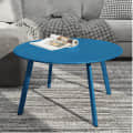 Modern Wood Round Coffee Table (Blue) - front_view