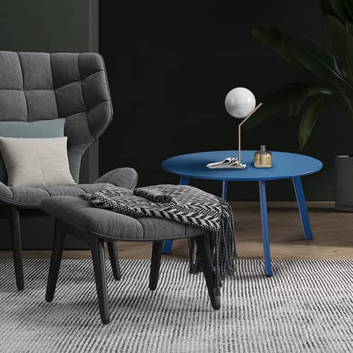 Modern Wood Round Coffee Table (Blue)