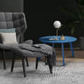 Modern Wood Round Coffee Table (Blue) - top_view