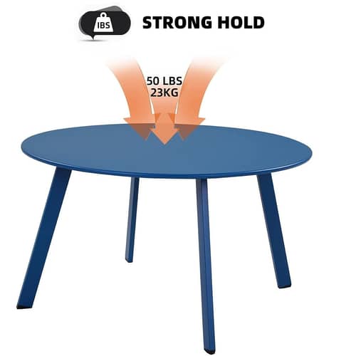 Modern Wood Round Coffee Table (Blue)