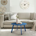 Modern Wood Round Coffee Table (Blue) - right_view