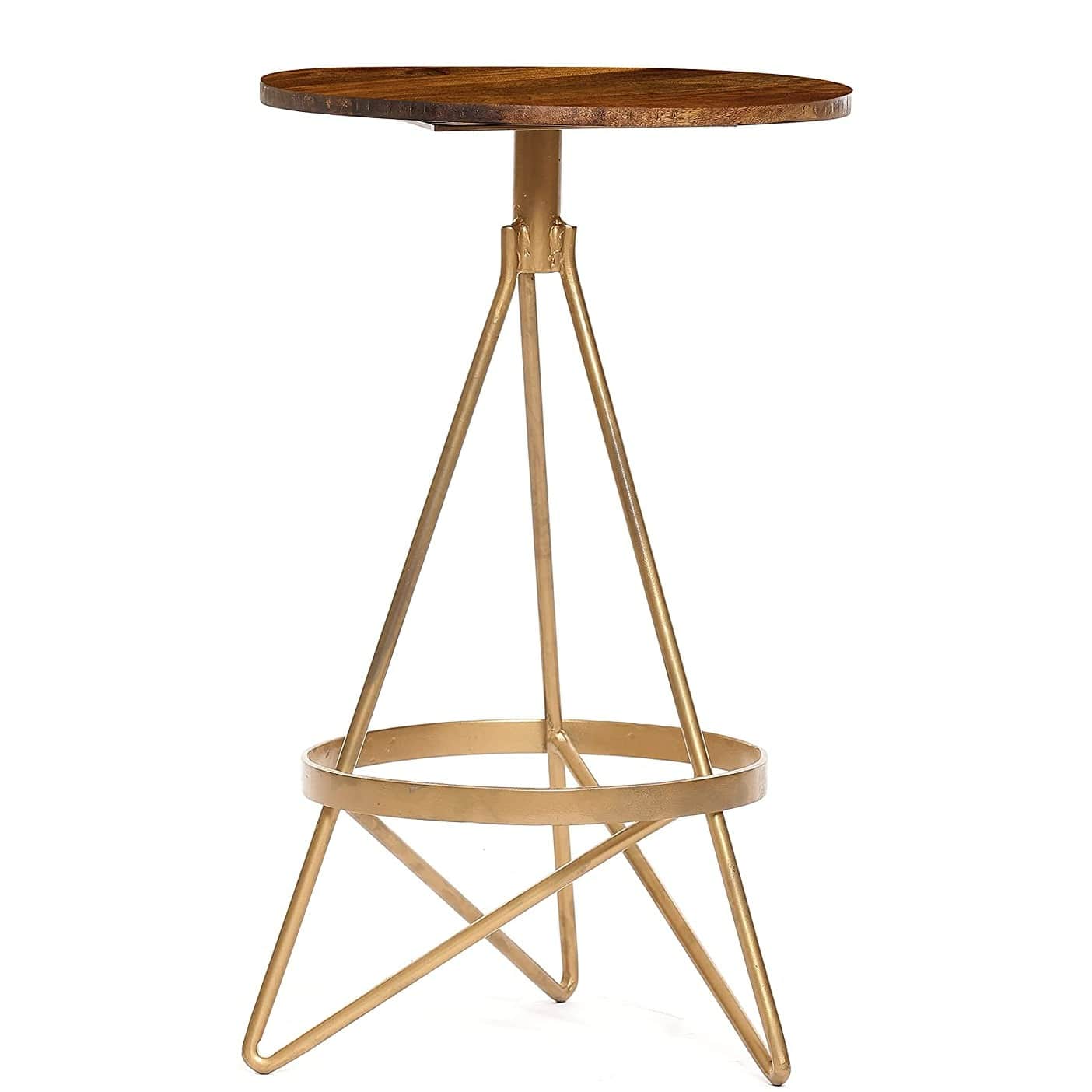 Round Bar Stool (Gold Metal | Chestnut) - front_view
