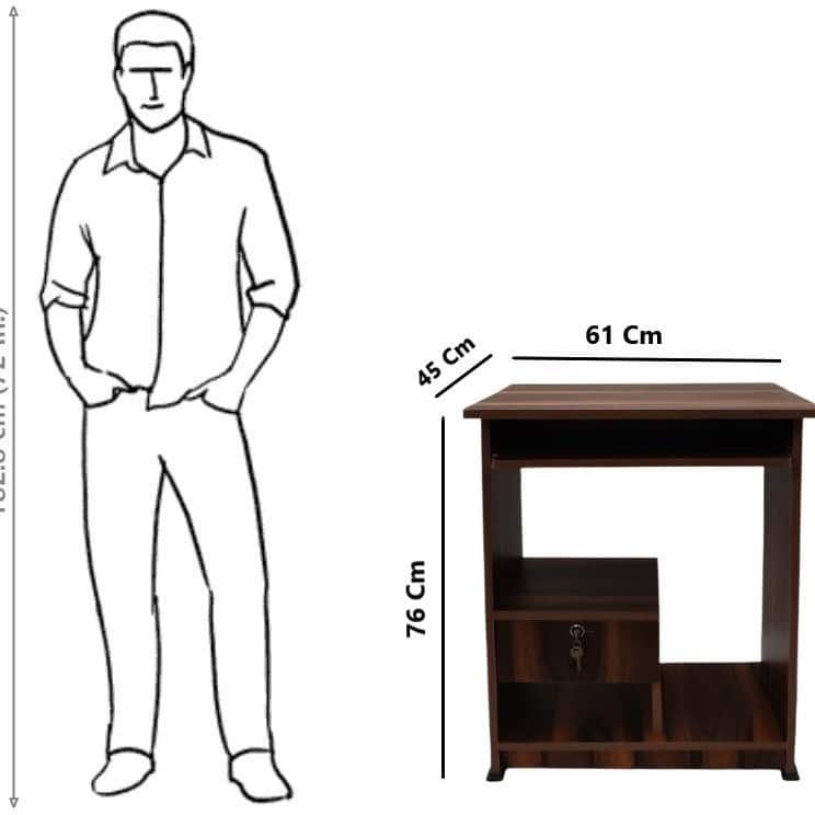 Computer Table (Finish Color - Walnut, Pre-assembled) - top_view