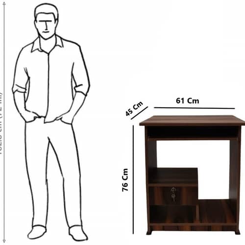 Computer Table (Finish Color - Walnut, Pre-assembled)