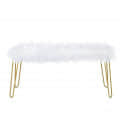 Elise Upholstered Fur Bench (White | Gold) - front_view