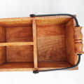 Wooden Hand Carved Caddy Tissue And Utensils Holder 3 Partition - rear_view