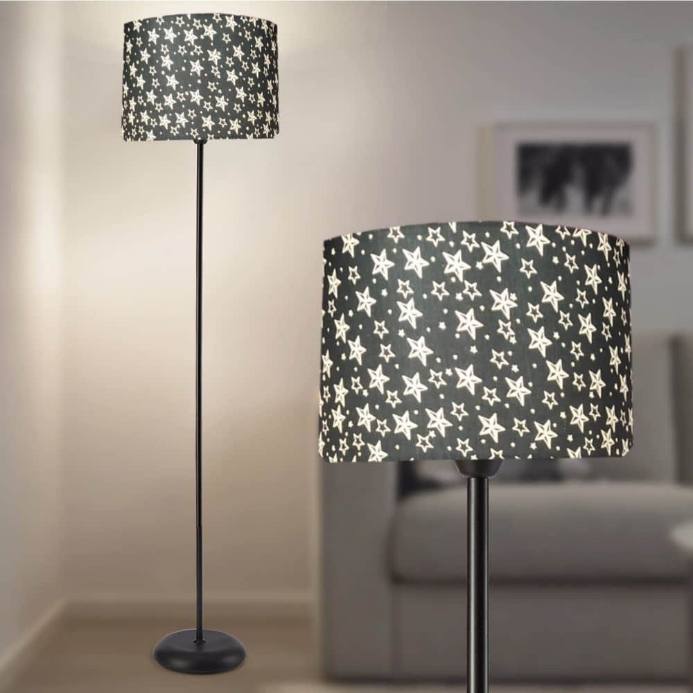 Star Drum Lamp Shade  Floor Lamp With Black And White Colour - photo