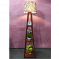 Printed Metal Shade Tripod Floor Lamp with Natural Wood Base - front_view
