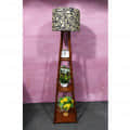 Printed Metal Shade Tripod Floor Lamp with Natural Wood Base - rear_view