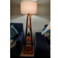 Walnut Wooden Floor Lamp with Shelf Natural Jute Shade - top_view