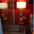 Walnut Wooden Floor Lamp with Shelf Natural Jute Shade - rear_view