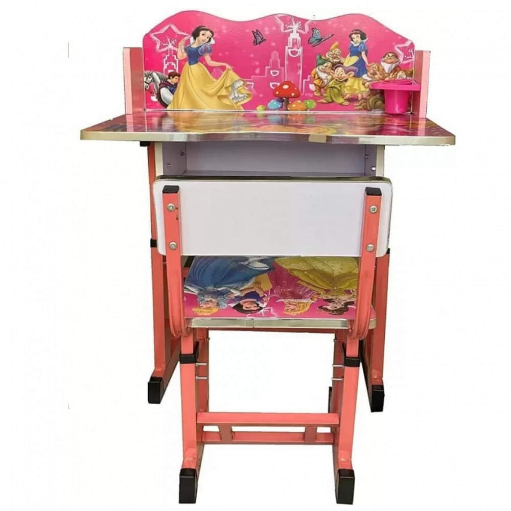 Wooden Study Table and Chair for Kids Set of 1 (Pink)(Baby Desk) - photo