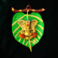 Ganesha with Leaf Wall Hanging - front_view