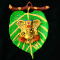 Ganesha with Leaf Wall Hanging - top_view