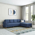 Athens Fabric RHS L Shape Blue Sofa Set - front_view