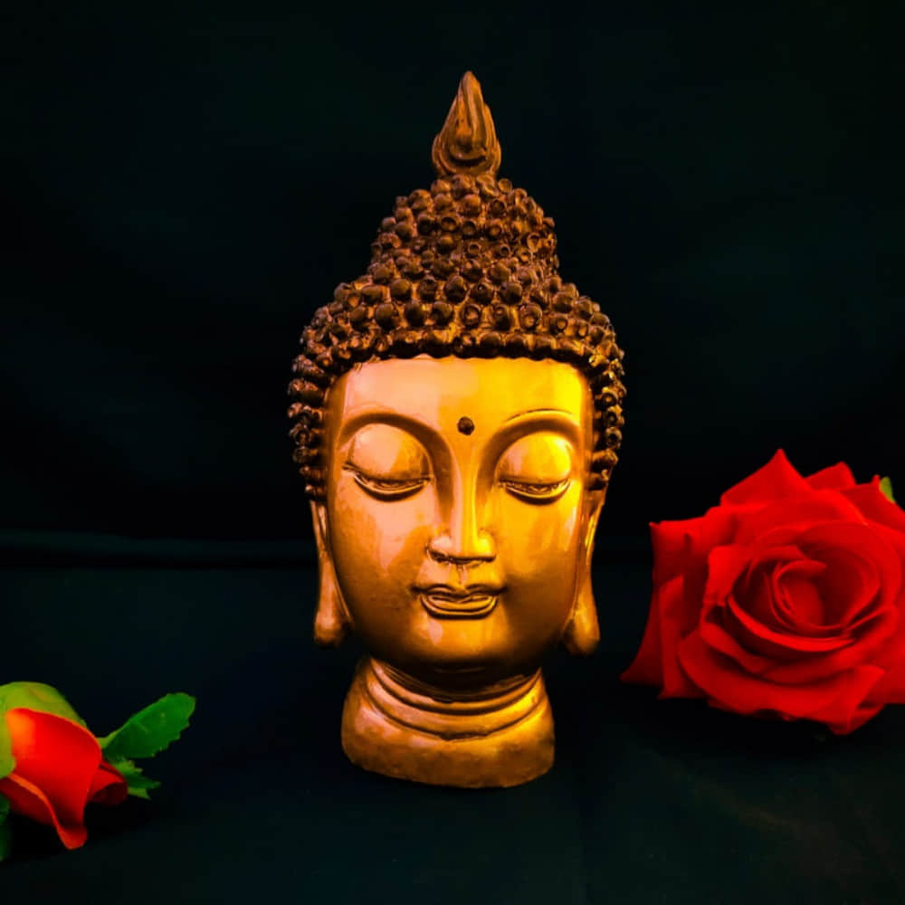 Buddha Head Statue (Golden) - photo