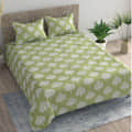 White Leave Queen Size Bed sheet - front_view