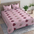 Pink Leaf Printed Queen Size Bedsheet With 2 Pillow Covers - photo
