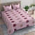 Pink Leaf Printed Queen Size Bedsheet With 2 Pillow Covers - photo