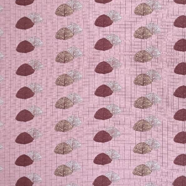 Pink Leaf Printed Queen Size Bedsheet With 2 Pillow Covers - top_view
