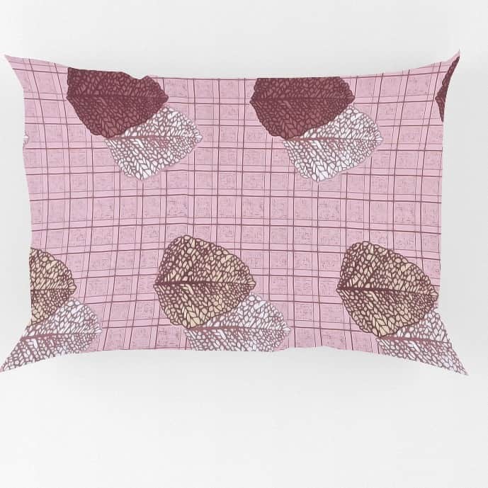 Pink Leaf Printed Queen Size Bedsheet With 2 Pillow Covers - rear_view