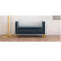 Blue Velvet Upholstered Tufted Bench With Gold Finished Legs - photo